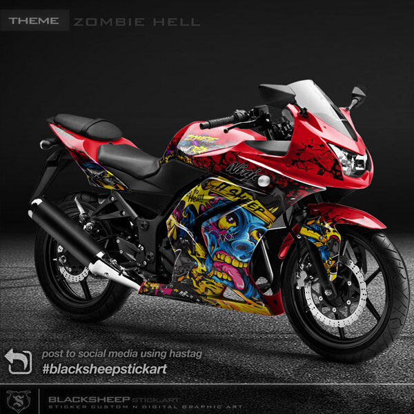 Decal sticker Kawasaki NINJA250 karbu zombie hell